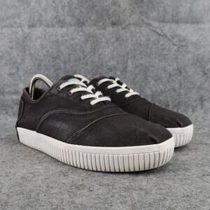 Toms Shoes Womens 8 Sneaker Casual Lifestyle Cordones Indio Black Canvas Lace Up
